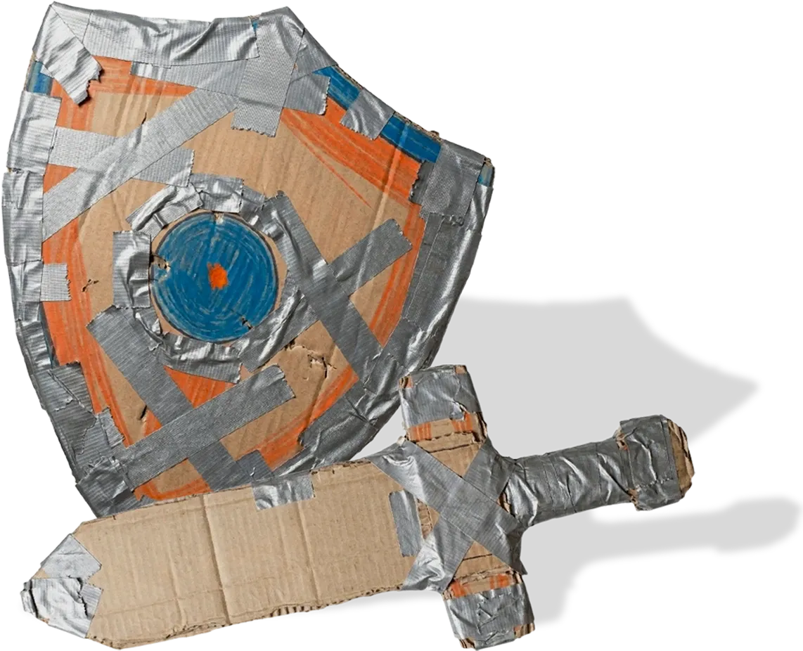 Duct-taped shield illustration
